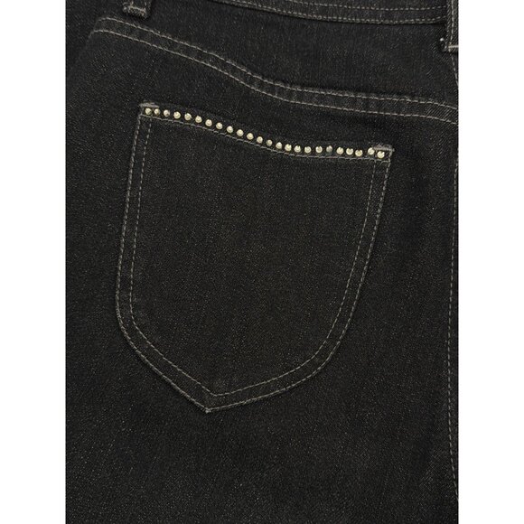 Chicos 0 Platinum Size 4 Black Rhinestone Straight Leg Jeans Womens Cotton - Picture 6 of 7